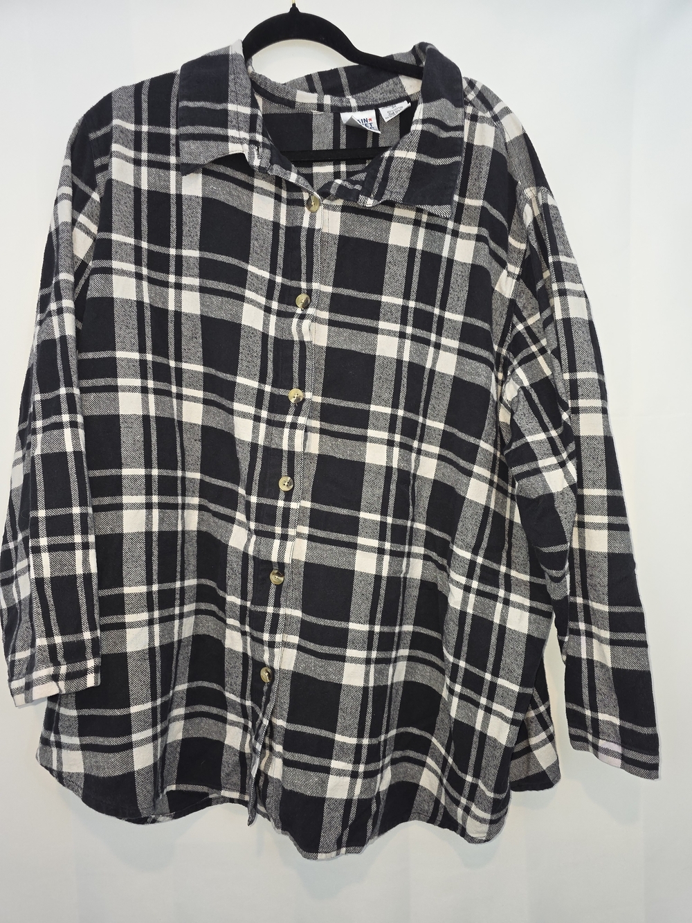 Vintage Main Street Blues Relaxed Flannel Plaid Button-Down Shirt 3X